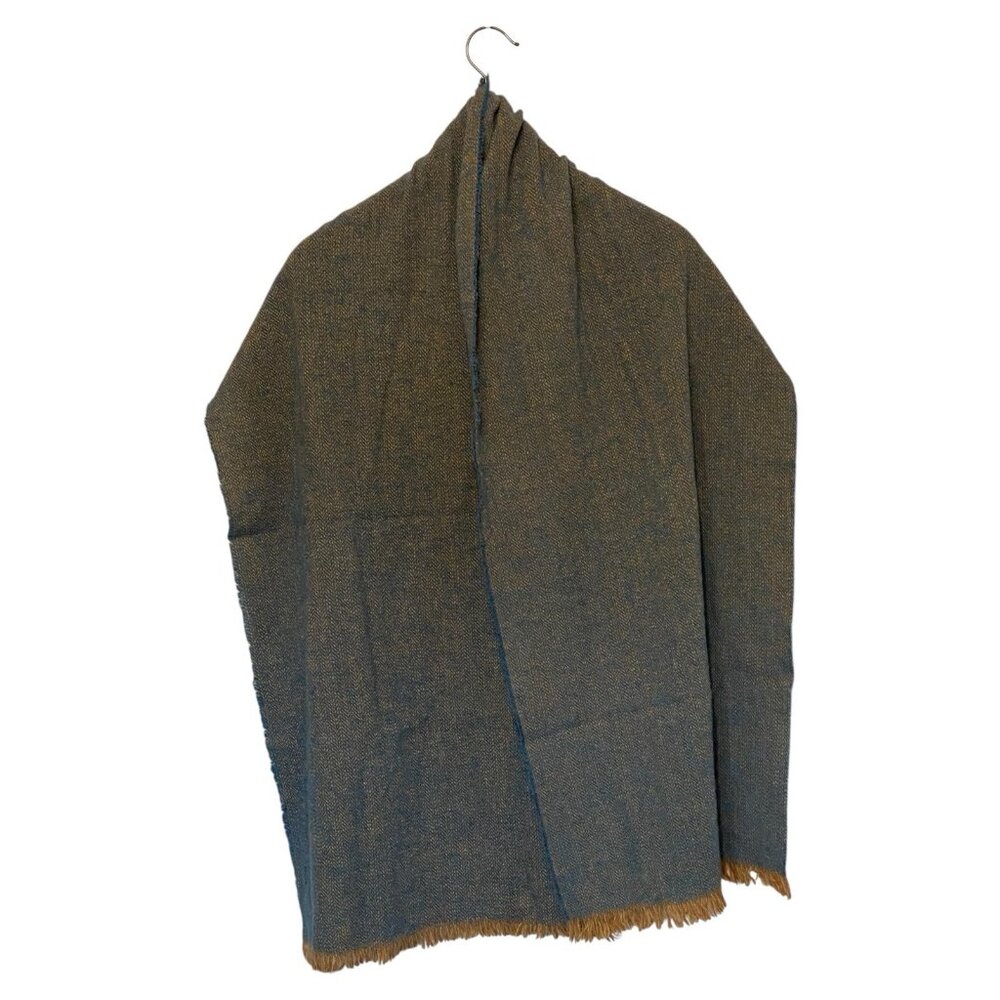 Polo Ralph Lauren Teal Blue Gold Brown Scarf Women's 17"x72" Soft Men's Unisex